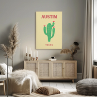 Austin Cactus Modern Art Print Cultural Poster PosterGoat