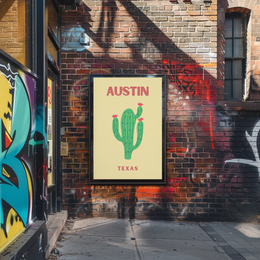 Austin Cactus Modern Art Print Cultural Poster PosterGoat
