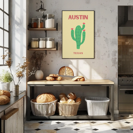 Austin Cactus Modern Art Print Cultural Poster PosterGoat