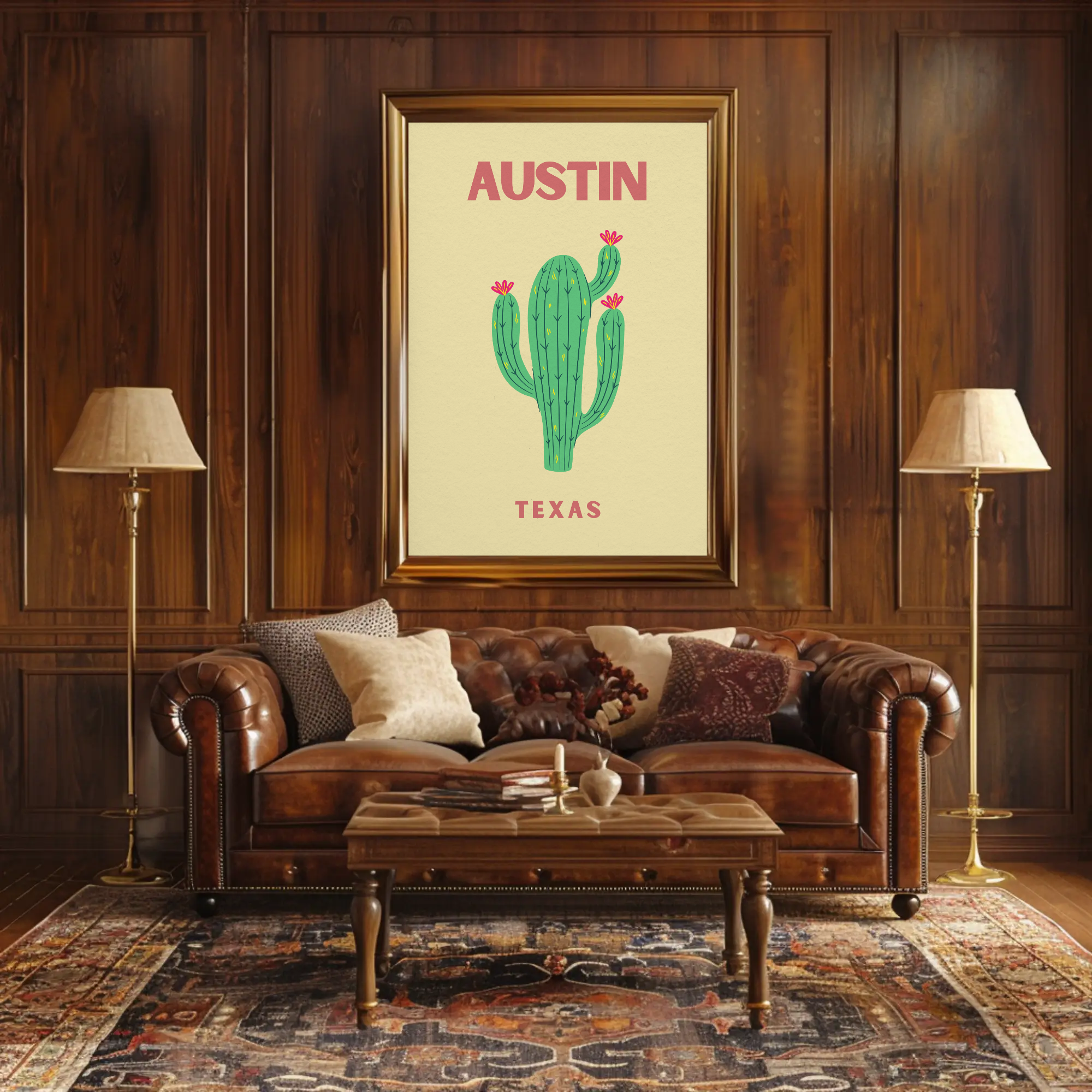 Austin Cactus Modern Art Print Cultural Poster PosterGoat