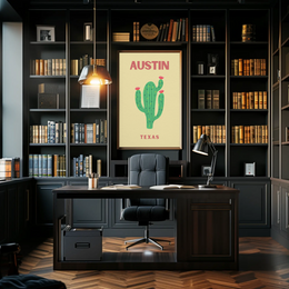 Austin Cactus Modern Art Print Cultural Poster PosterGoat