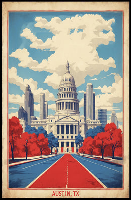 Austin Capitol Vintage Style Urban or Cityscape Poster PosterGoat