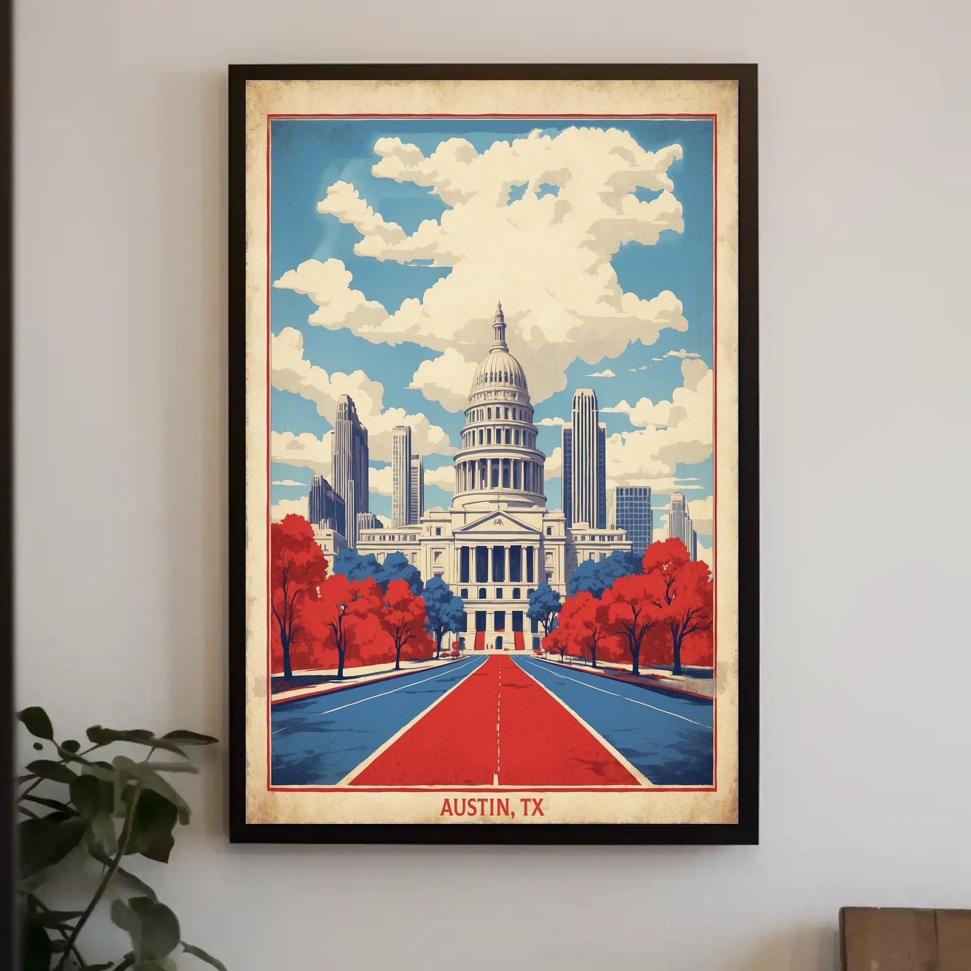 Austin Capitol Vintage Style Urban or Cityscape Poster PosterGoat