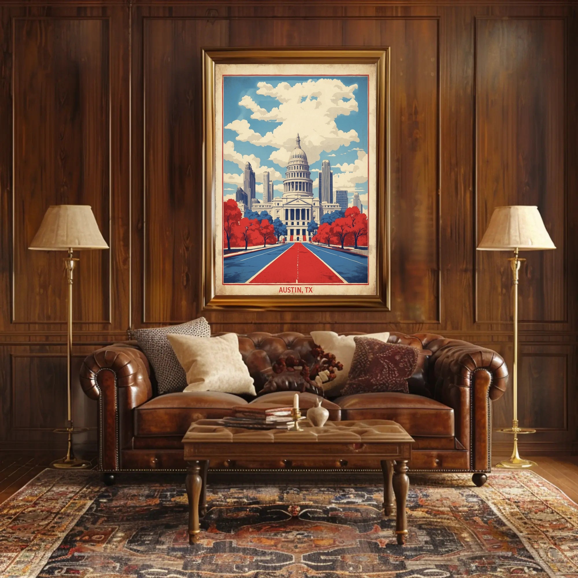Austin Capitol Vintage Style Urban or Cityscape Poster PosterGoat
