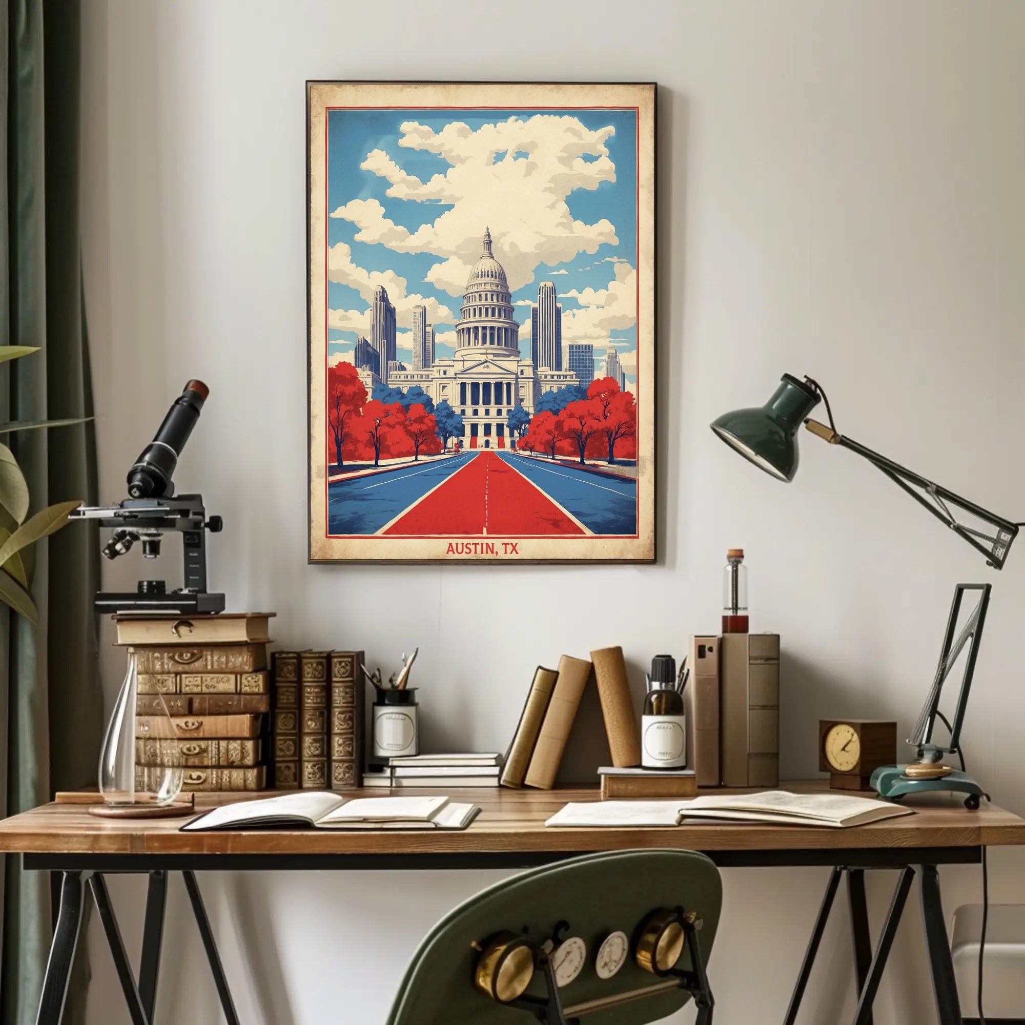 Austin Capitol Vintage Style Urban or Cityscape Poster PosterGoat
