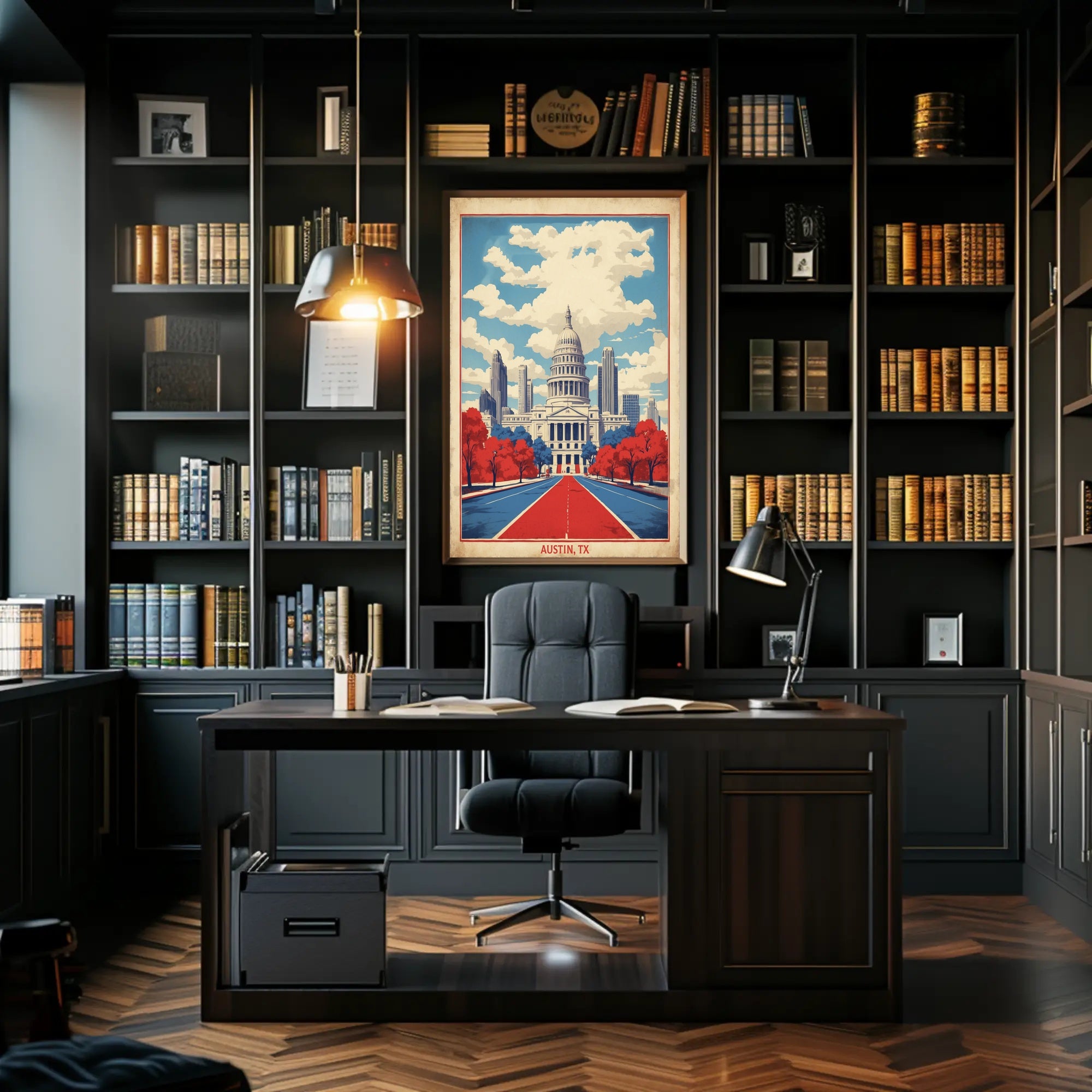 Austin Capitol Vintage Style Urban or Cityscape Poster PosterGoat