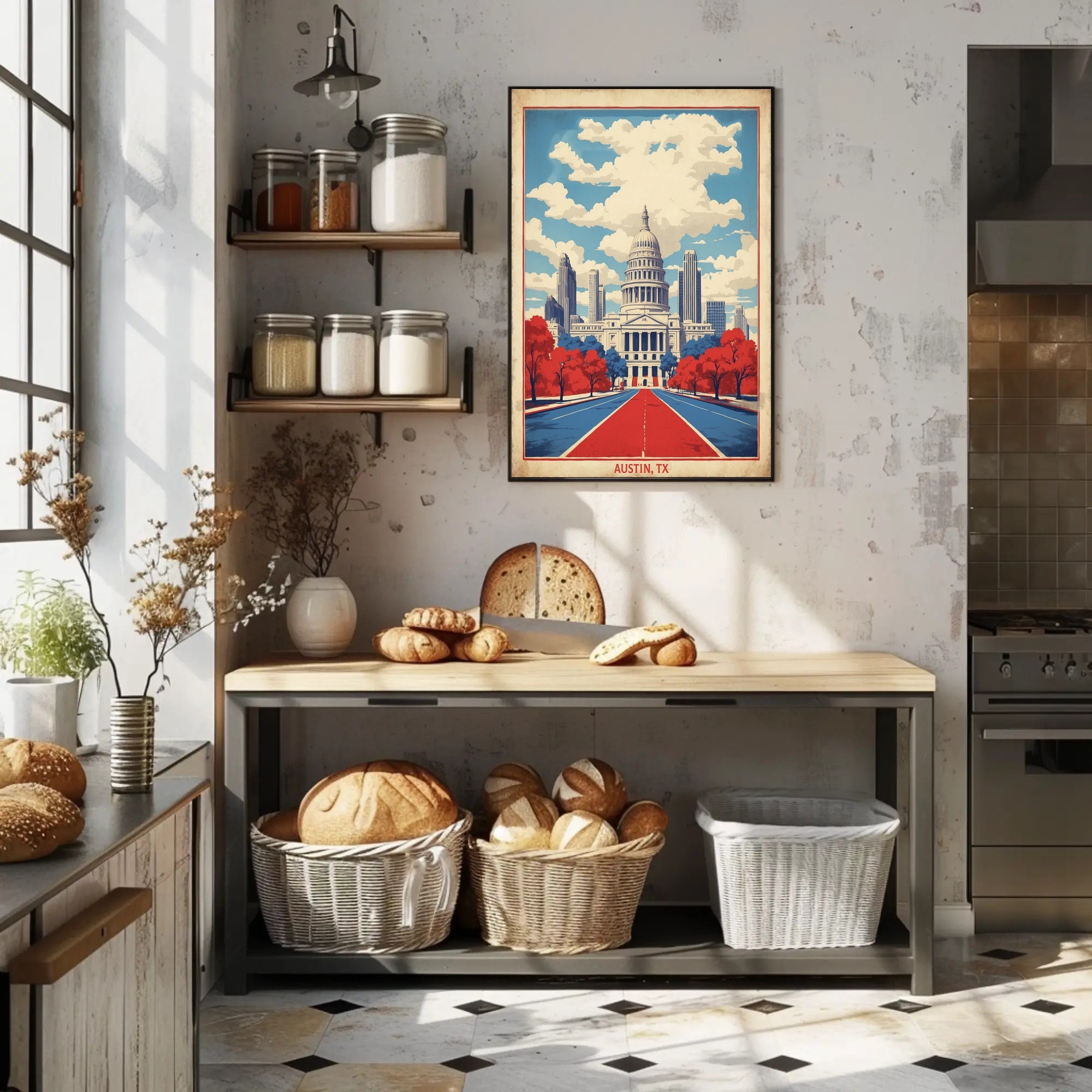 Austin Capitol Vintage Style Urban or Cityscape Poster PosterGoat