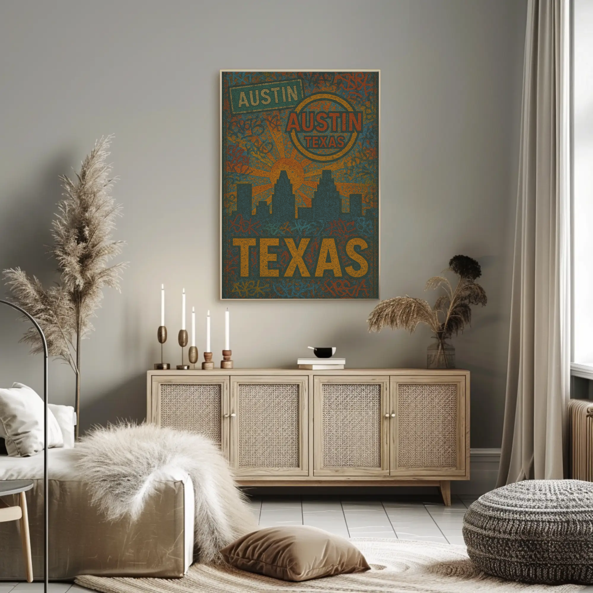 Austin Skyline Graffiti Art Travel Poster PosterGoat