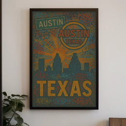 Austin Skyline Graffiti Art Travel Poster PosterGoat