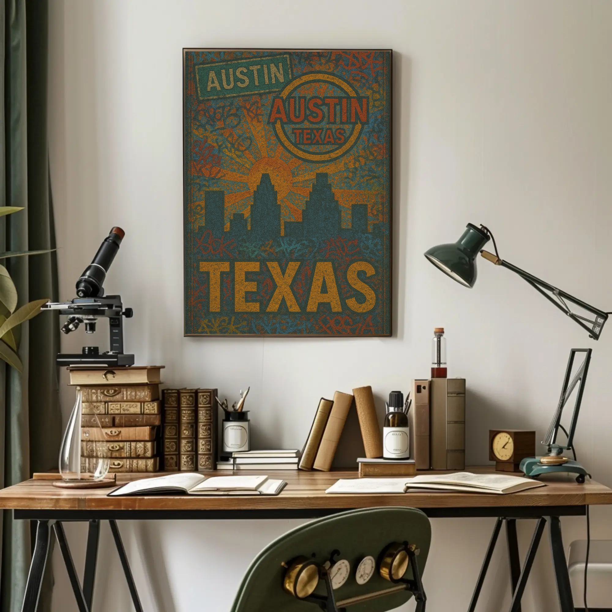 Austin Skyline Graffiti Art Travel Poster PosterGoat