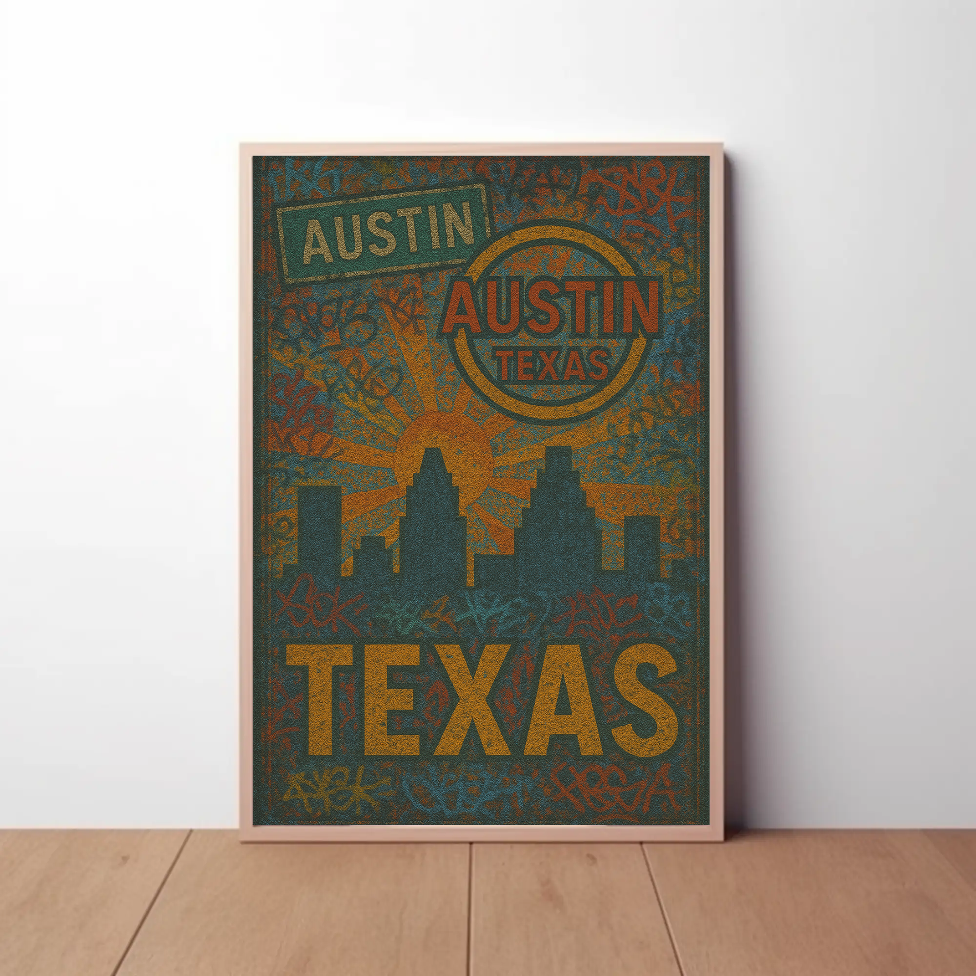 Austin Skyline Graffiti Art Travel Poster PosterGoat