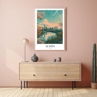 Austin Skyline Reflected in River Urban or Cityscape Poster PosterGoat