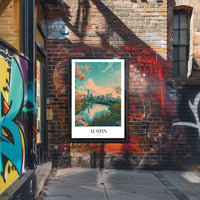 Austin Skyline Reflected in River Urban or Cityscape Poster PosterGoat