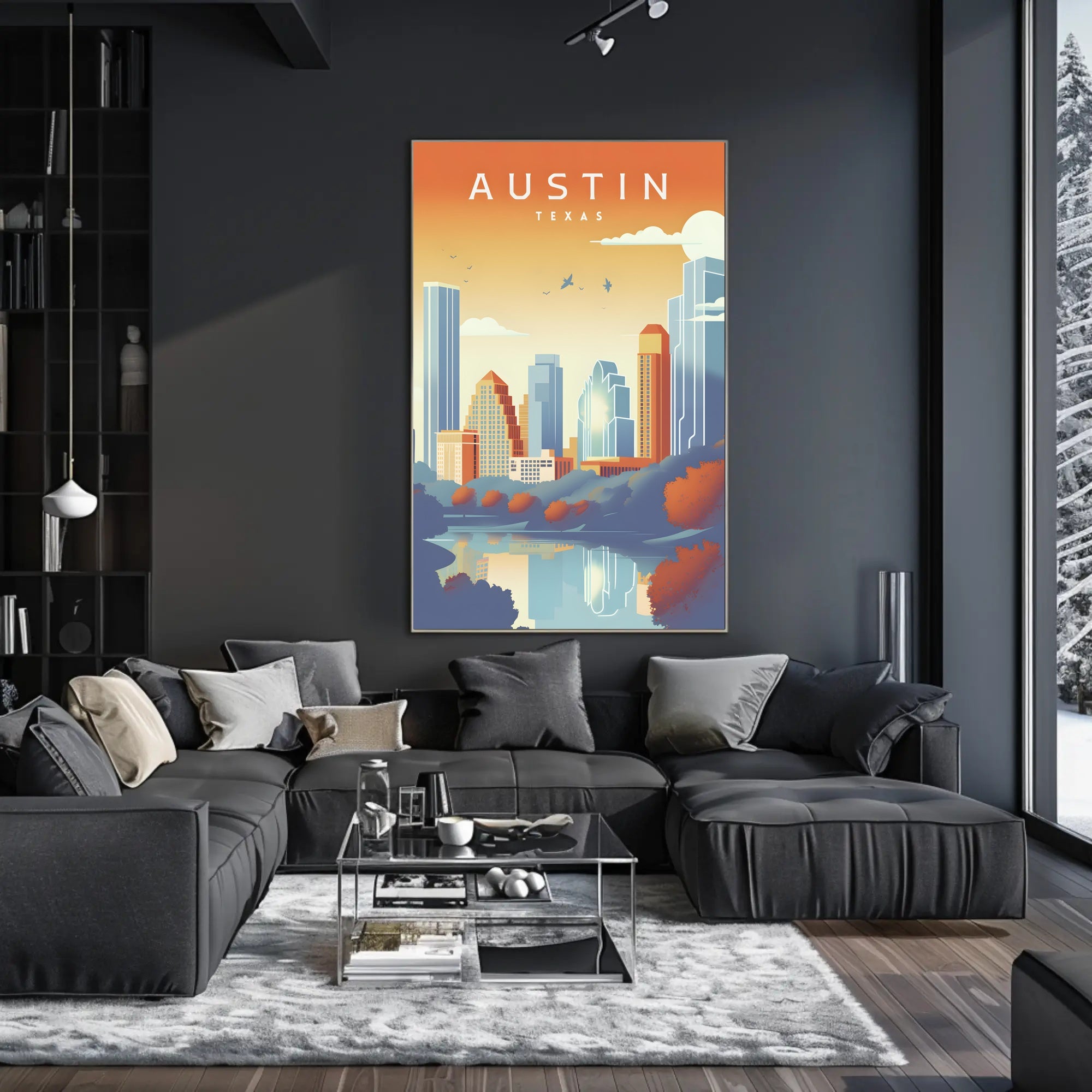 Austin Skyline Serenity in Modern Urban Cityscape PosterGoat