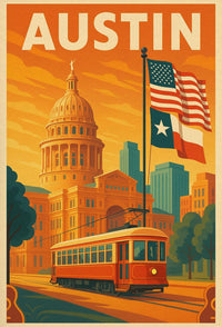 Austin State Capitol Vintage Travel Poster PosterGoat