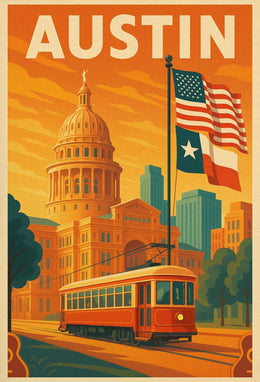 Austin State Capitol Vintage Travel Poster PosterGoat