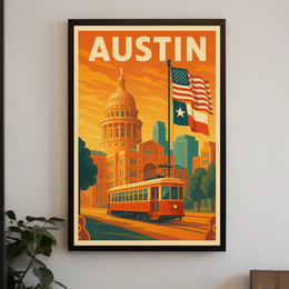 Austin State Capitol Vintage Travel Poster PosterGoat