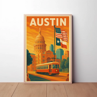 Austin State Capitol Vintage Travel Poster PosterGoat