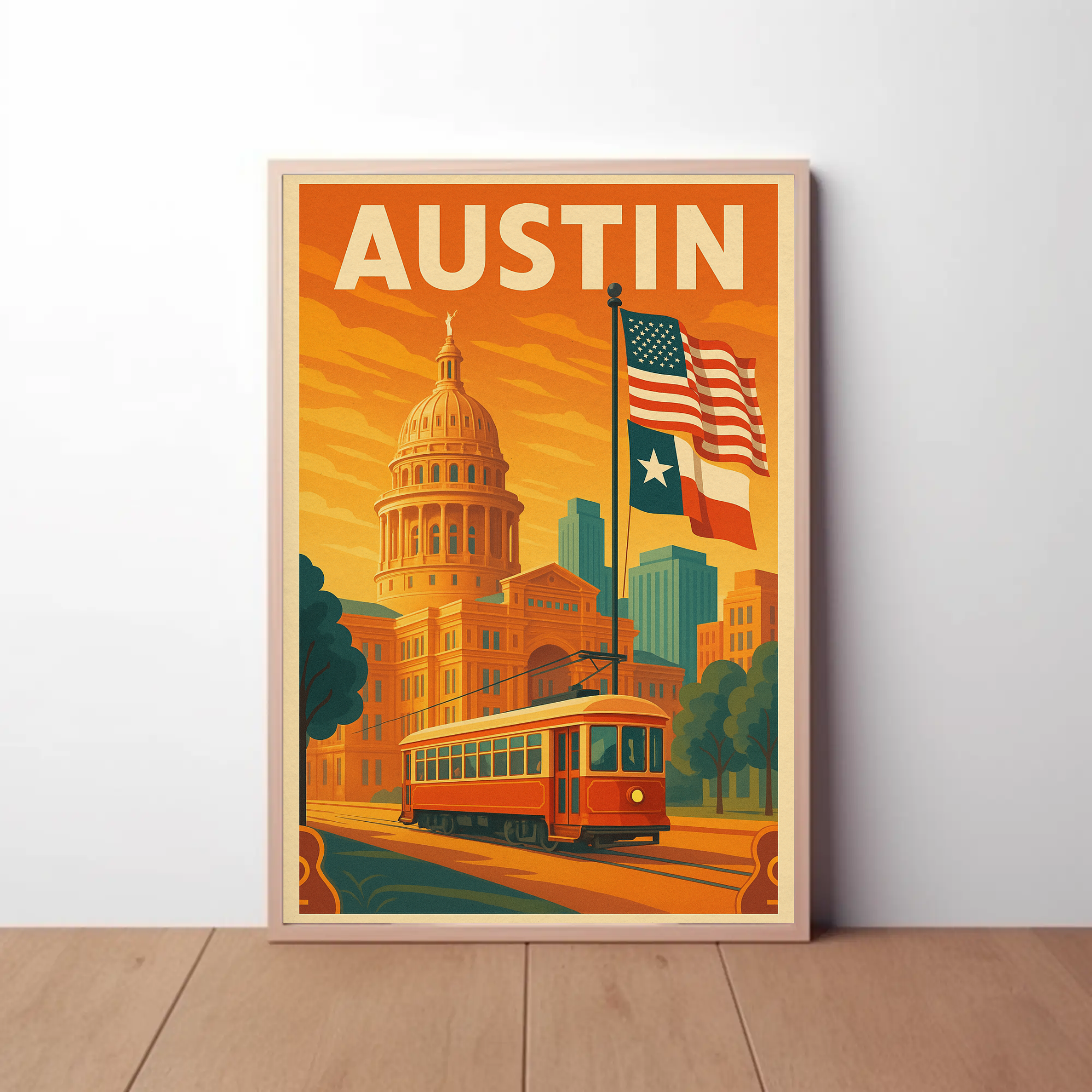 Austin State Capitol Vintage Travel Poster PosterGoat