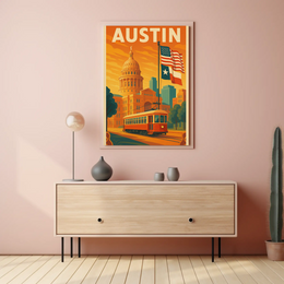Austin State Capitol Vintage Travel Poster PosterGoat