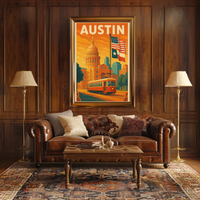Austin State Capitol Vintage Travel Poster PosterGoat