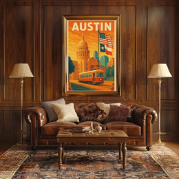 Austin State Capitol Vintage Travel Poster PosterGoat
