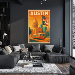 Austin State Capitol Vintage Travel Poster PosterGoat