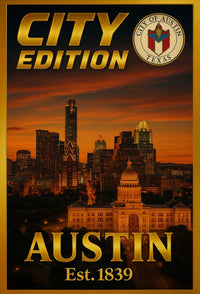 Austin Sunset Skyline City Edition Travel Poster PosterGoat