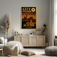 Austin Sunset Skyline City Edition Travel Poster PosterGoat