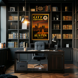Austin Sunset Skyline City Edition Travel Poster PosterGoat