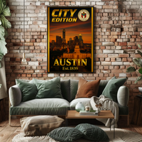 Austin Sunset Skyline City Edition Travel Poster PosterGoat