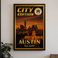 Austin Sunset Skyline City Edition Travel Poster PosterGoat
