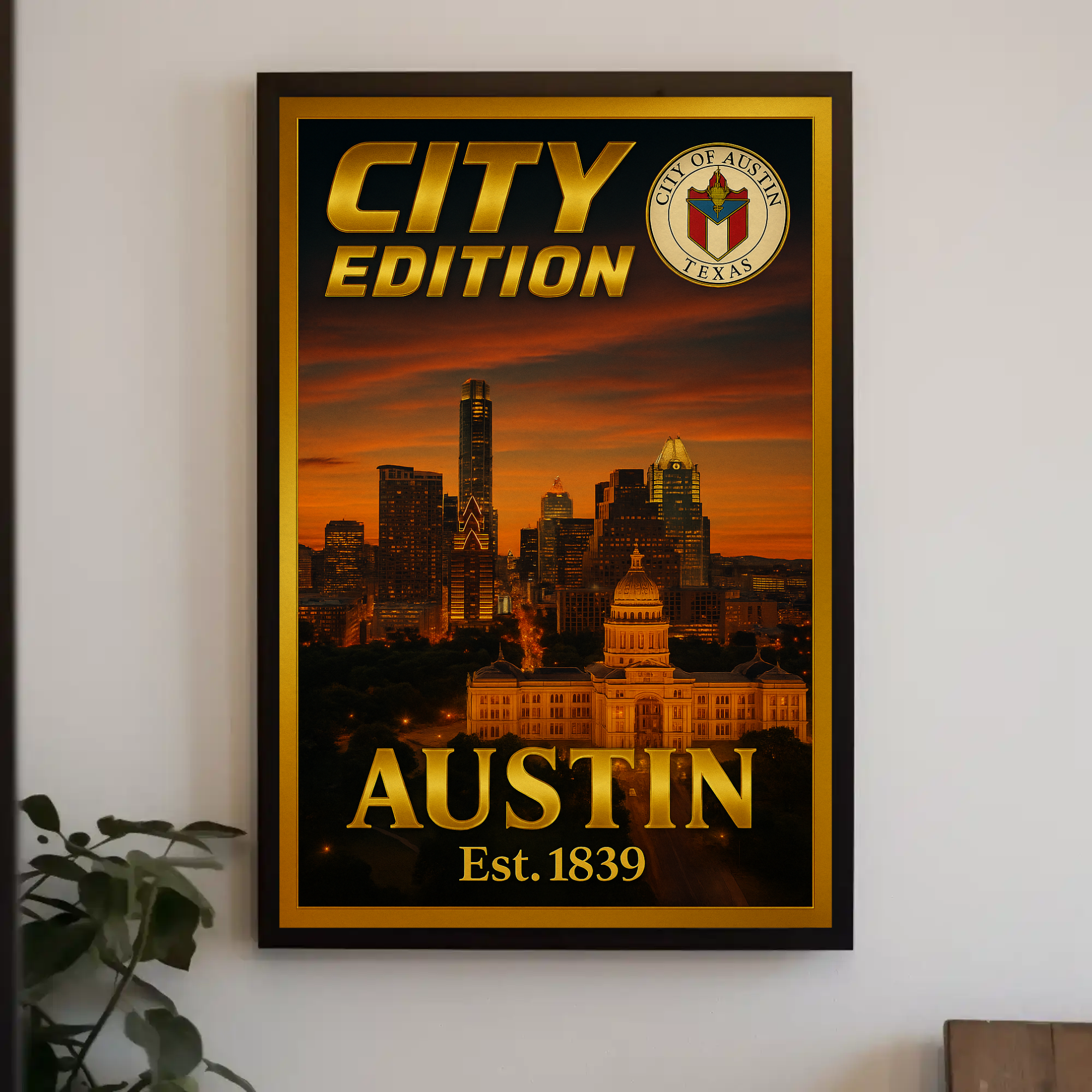 Austin Sunset Skyline City Edition Travel Poster PosterGoat