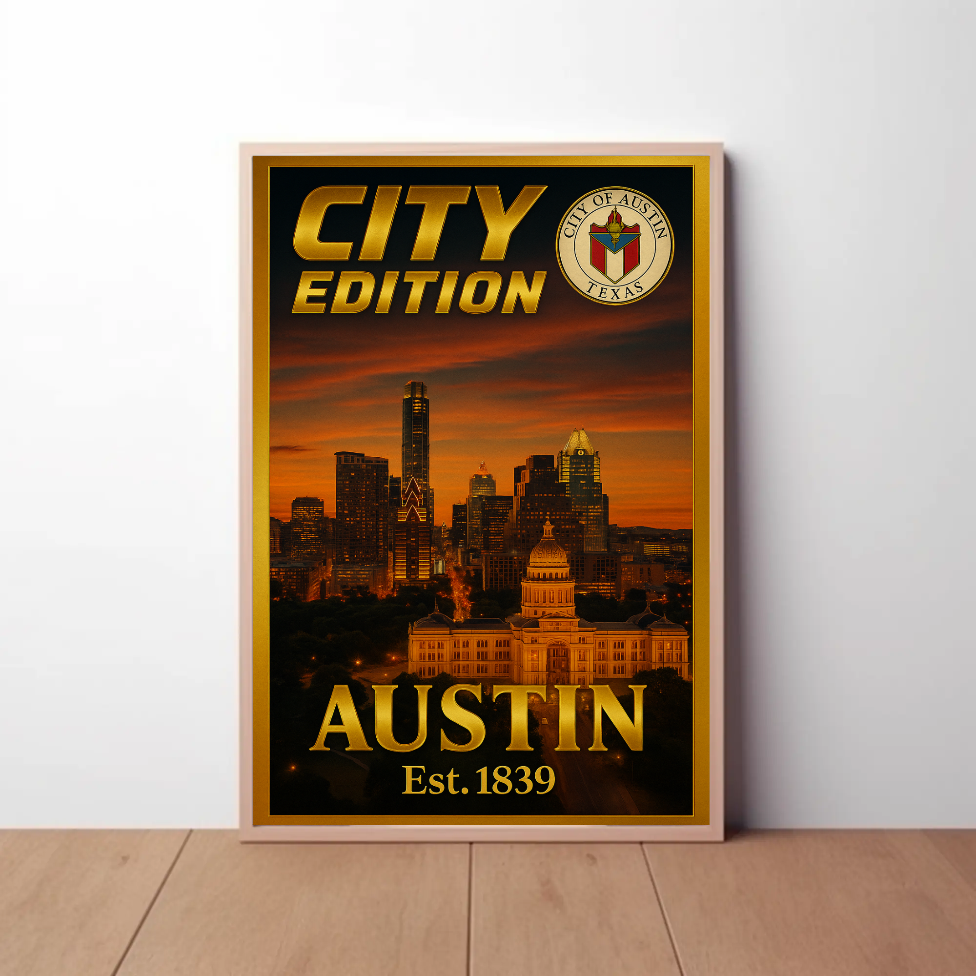 Austin Sunset Skyline City Edition Travel Poster PosterGoat