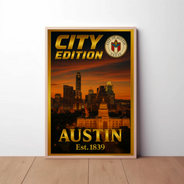 Austin Sunset Skyline City Edition Travel Poster PosterGoat