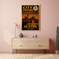 Austin Sunset Skyline City Edition Travel Poster PosterGoat