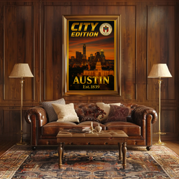 Austin Sunset Skyline City Edition Travel Poster PosterGoat