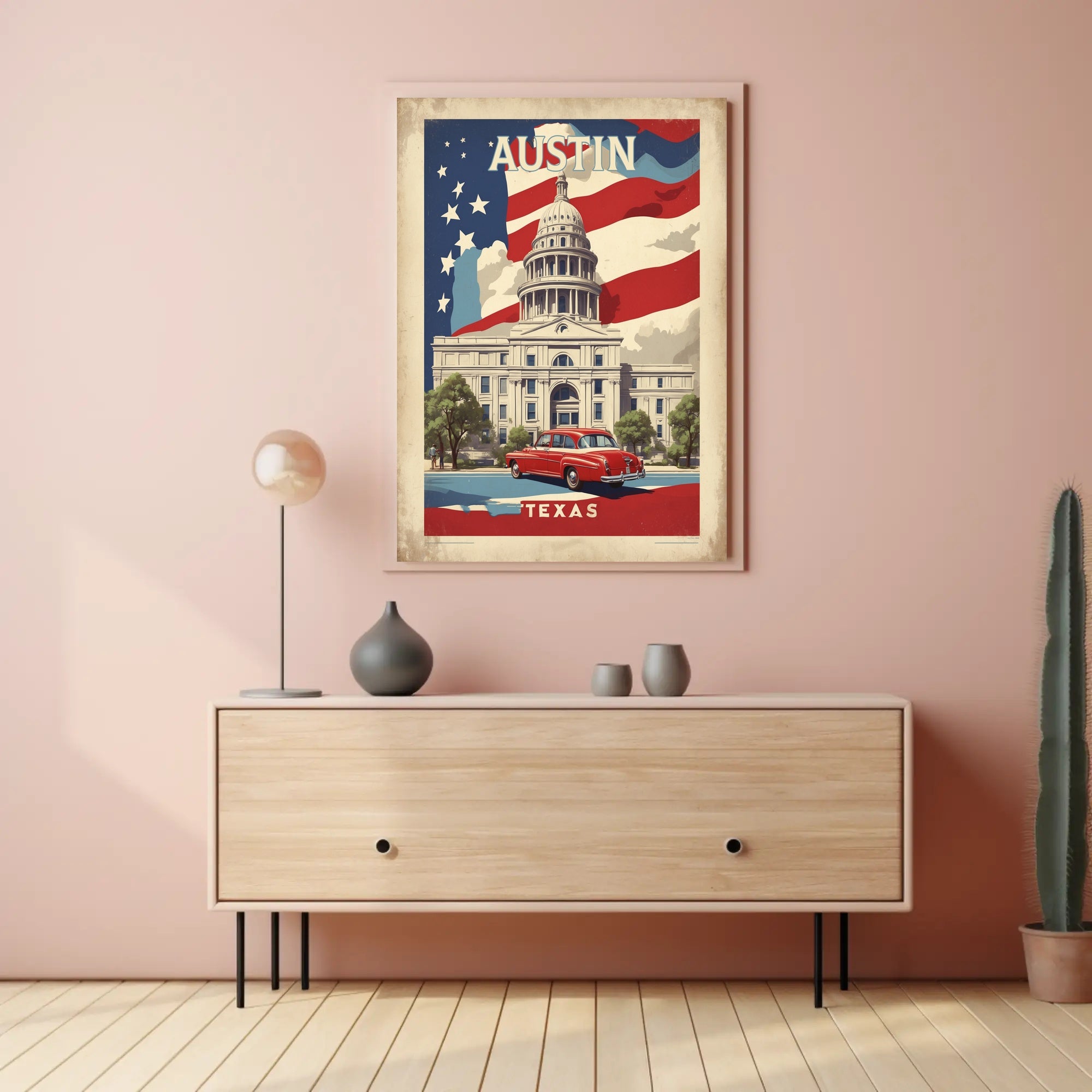 Austin Texas Vintage Patriotic Poster - Urban or Cityscape Poster PosterGoat