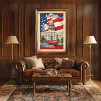 Austin Texas Vintage Patriotic Poster - Urban or Cityscape Poster PosterGoat
