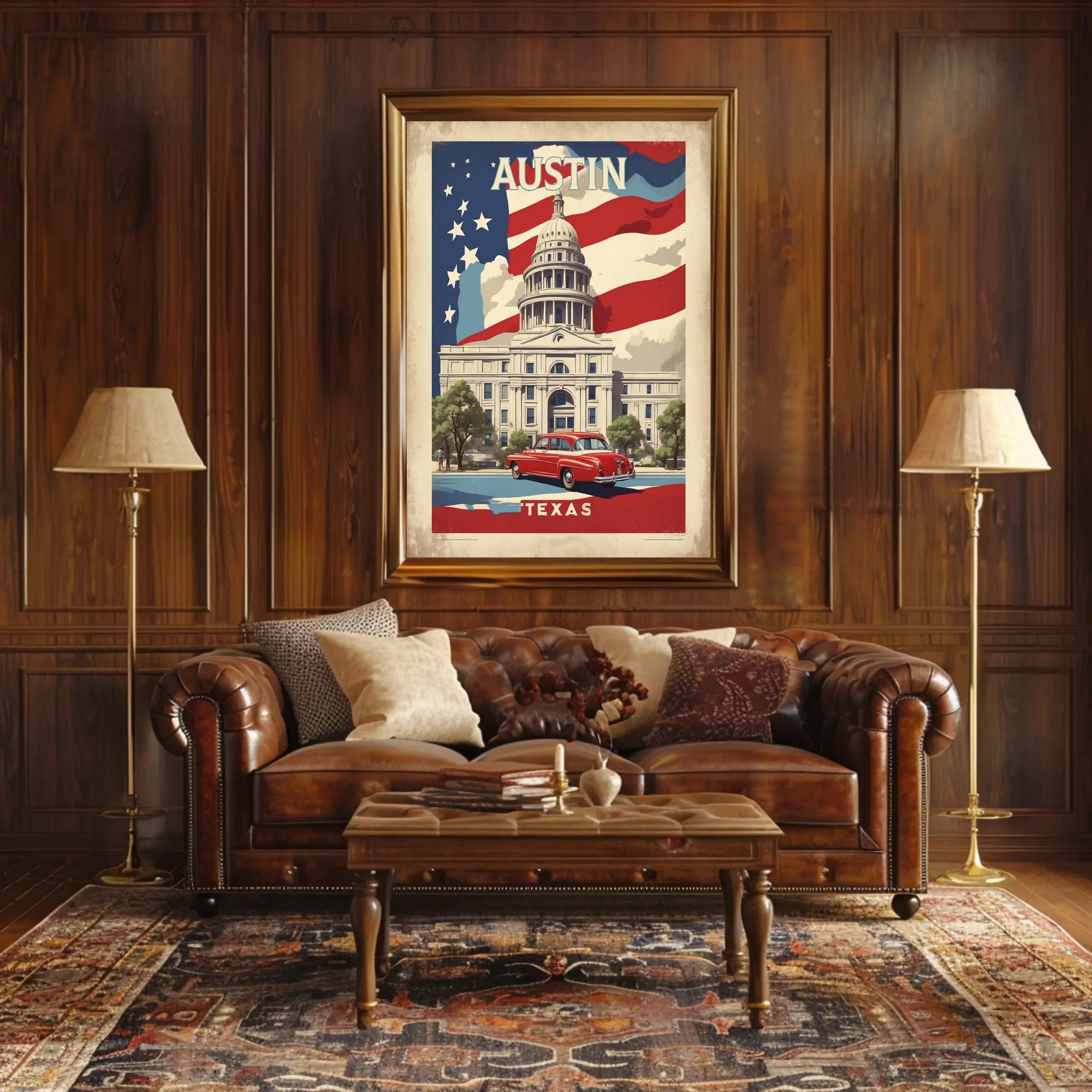 Austin Texas Vintage Patriotic Poster - Urban or Cityscape Poster PosterGoat