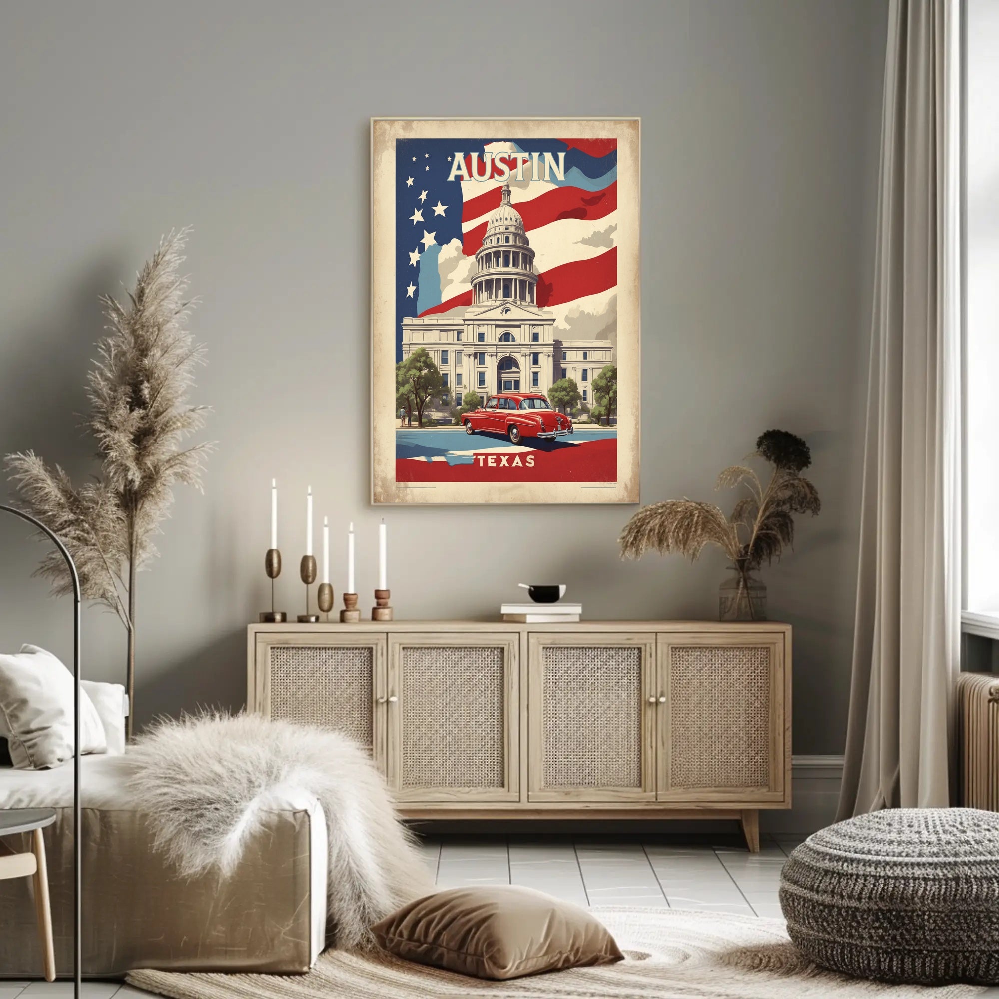 Austin Texas Vintage Patriotic Poster - Urban or Cityscape Poster PosterGoat