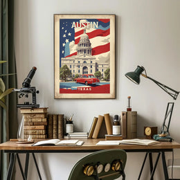 Austin Texas Vintage Patriotic Poster - Urban or Cityscape Poster PosterGoat