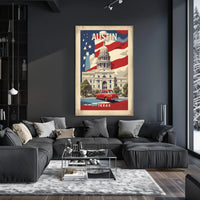 Austin Texas Vintage Patriotic Poster - Urban or Cityscape Poster PosterGoat