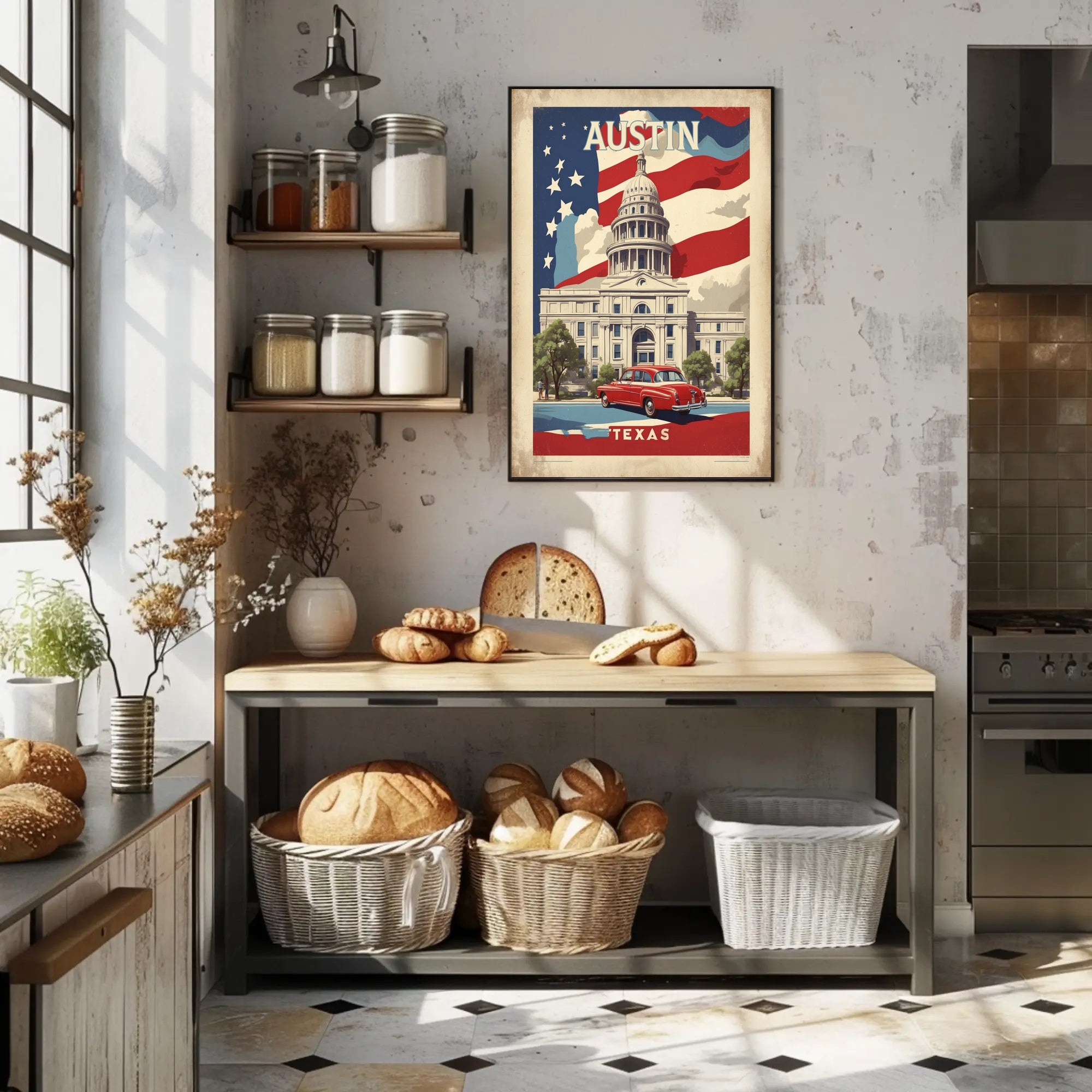 Austin Texas Vintage Patriotic Poster - Urban or Cityscape Poster PosterGoat