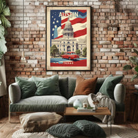 Austin Texas Vintage Patriotic Poster - Urban or Cityscape Poster PosterGoat