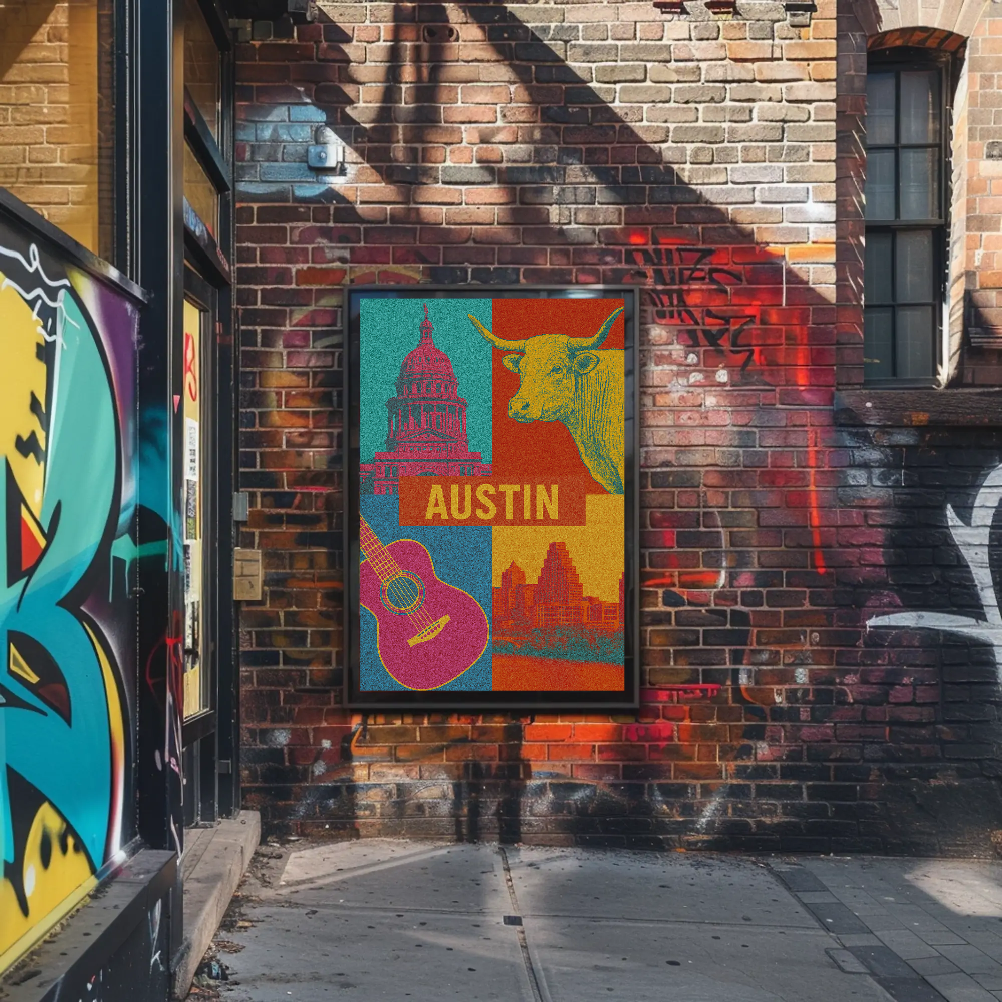 Austin Vibes Pop Art Cultural Poster PosterGoat