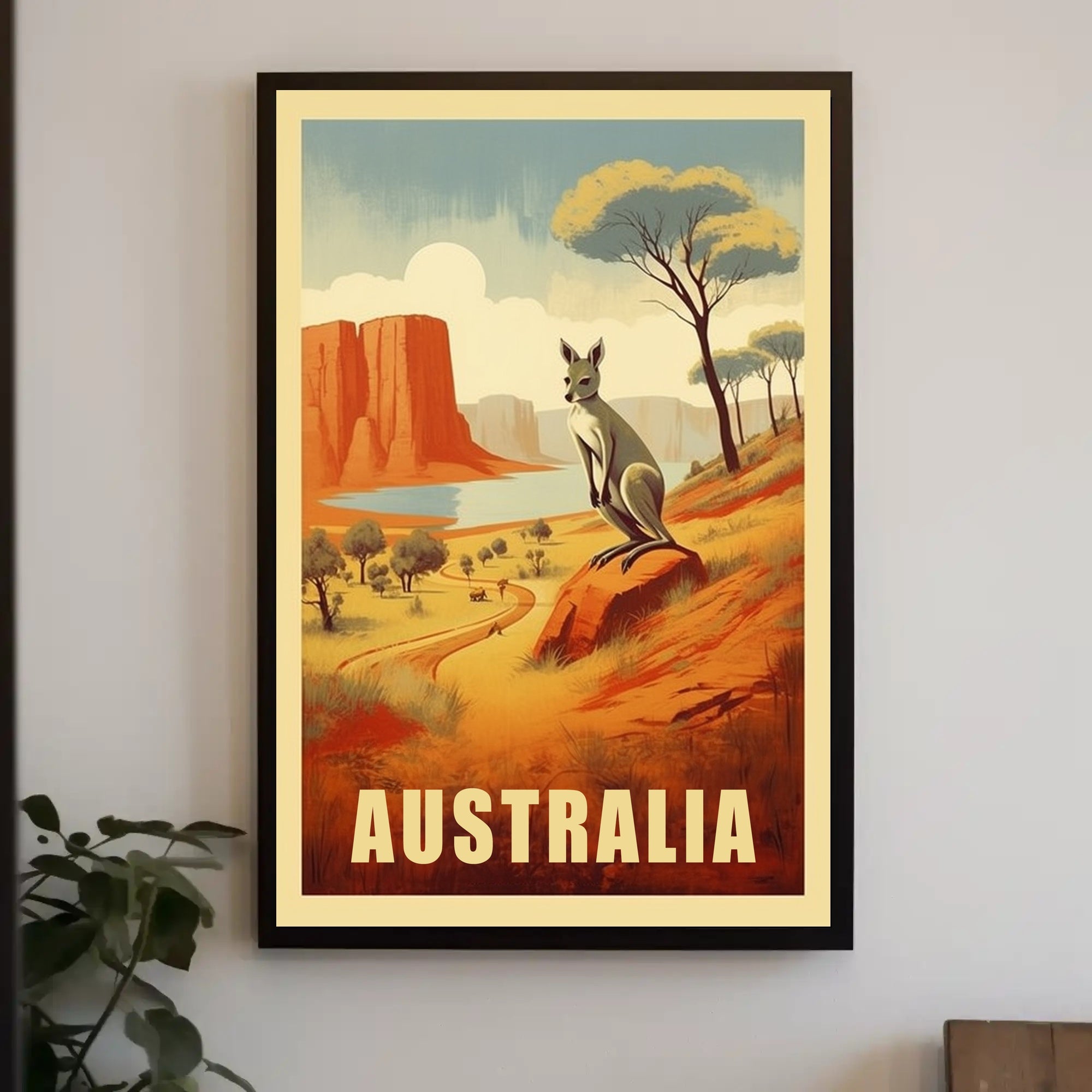 Australia Kangaroo Adventure Travel Poster PosterGoat