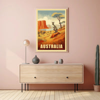 Australia Kangaroo Adventure Travel Poster PosterGoat