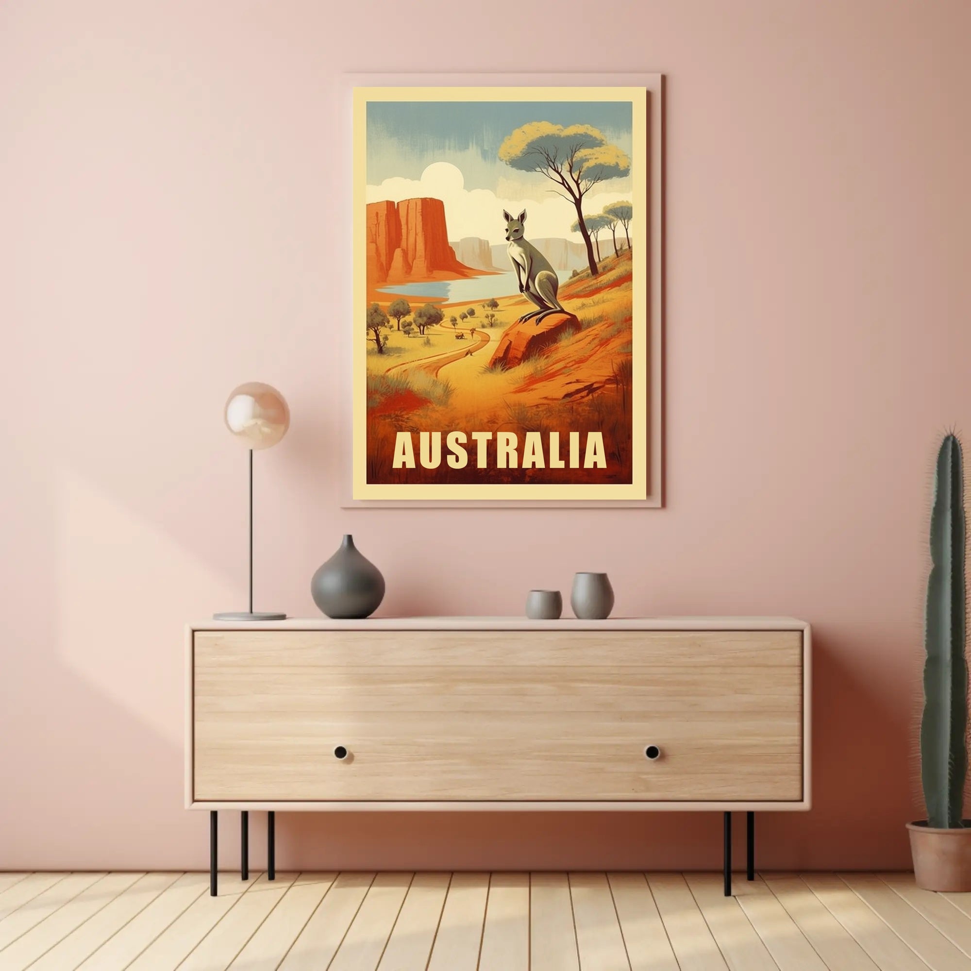 Australia Kangaroo Adventure Travel Poster PosterGoat