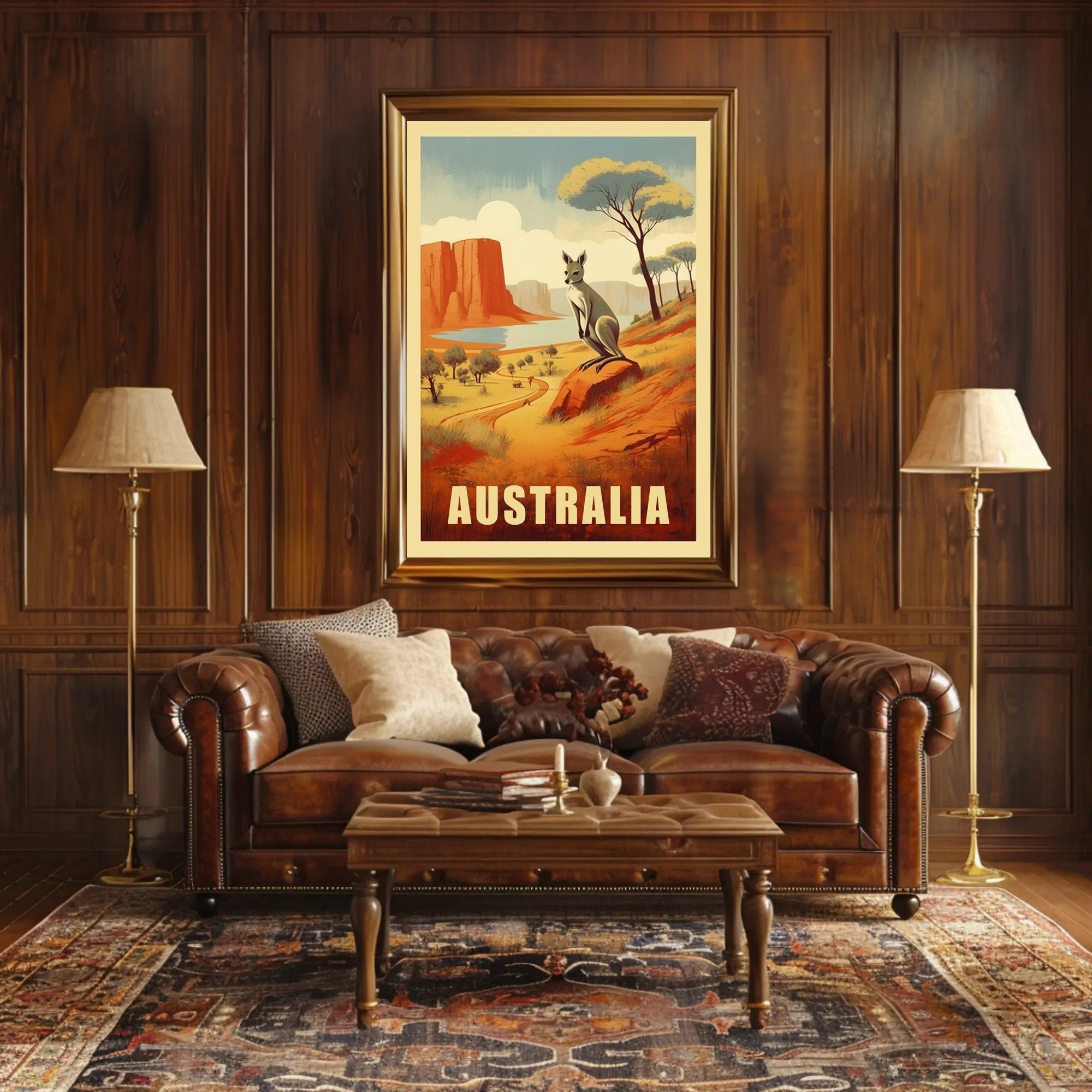 Australia Kangaroo Adventure Travel Poster PosterGoat